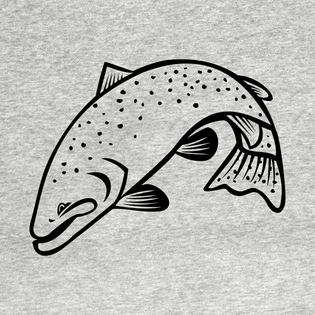 Steelhead Columbia River Redband Trout or Coastal Rainbow Trout Jumping Cartoon Black and White by patrimonio